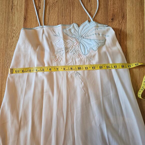 Vtg Y2K Natori Pink Chemise slip dress Negligee Intimates wFloral Embellishment - Picture 5 of 8